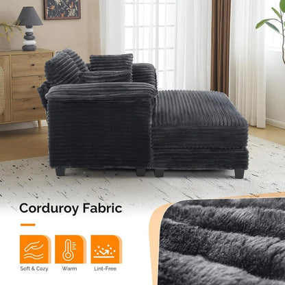 Corduroy Sofa Recliner Bed Upholstered Comfy Sleeper