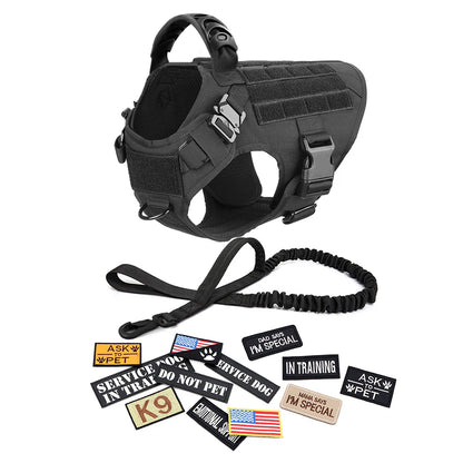 Military Dog Harness Set Leash Bags Patches