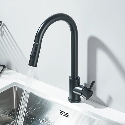 Black Pull Out Kitchen Faucet Deck Mounted