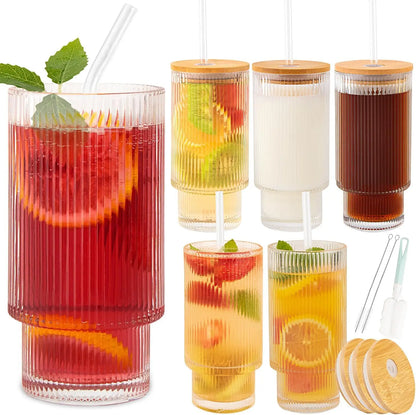 16oz Glass Cups With Lids And Strands
