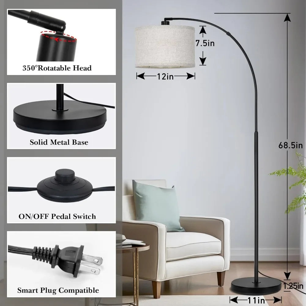 Living Room Floor Lamp With Adjustable Shade