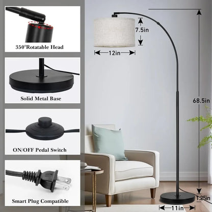 Living Room Floor Lamp With Adjustable Shade