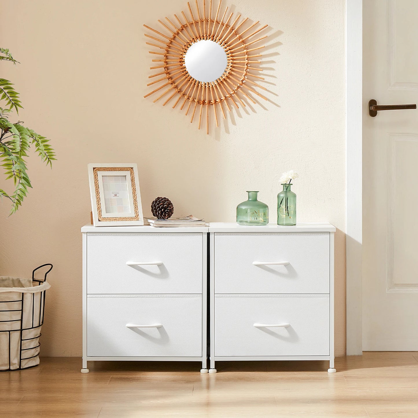 2 Fabric Chest Drawers Bedside Storage Closet