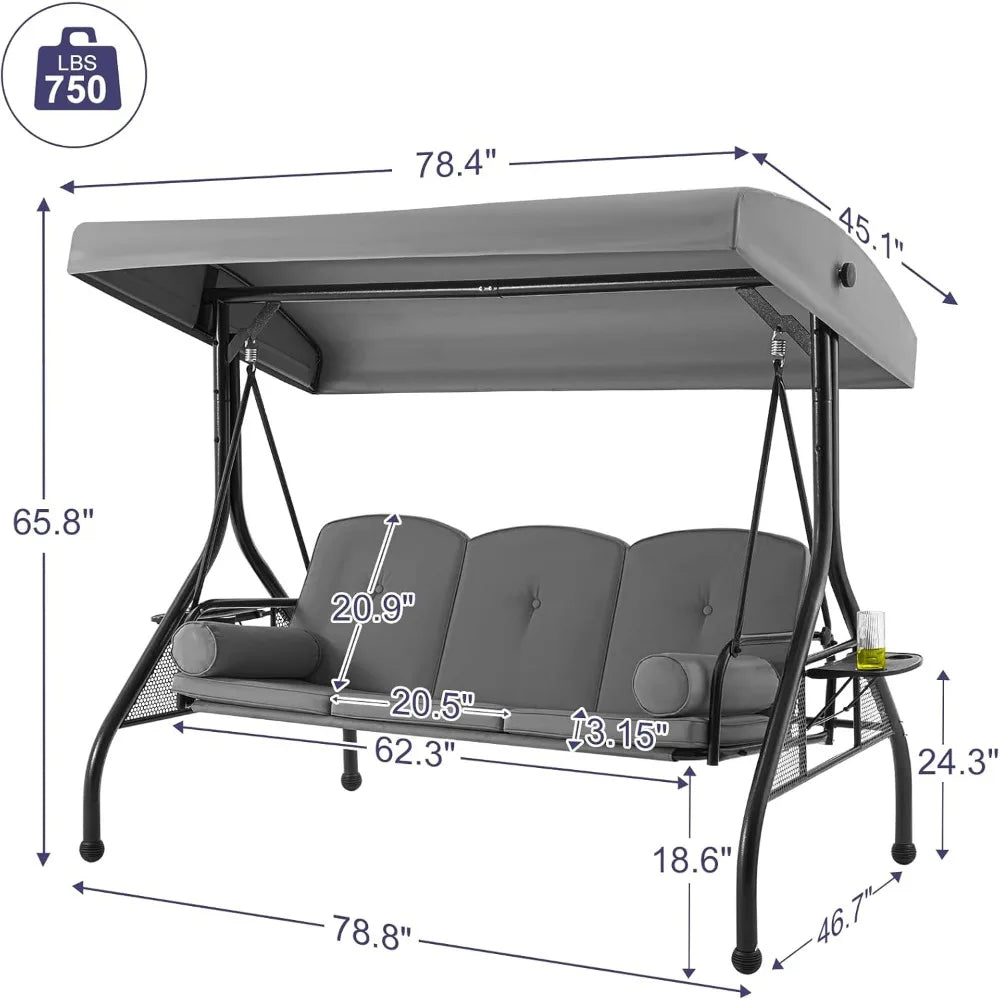 3 Seat Outdoor Porch Swing