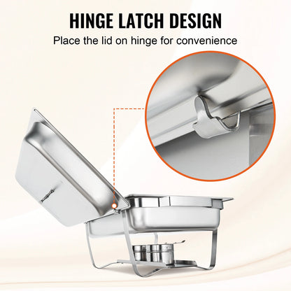 2/4/6 Packs 8QT Rectangle Chafing Dish w/ Warmers