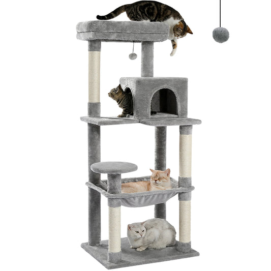 Cats Indoor Lounging Tower With Cozy Hammock
