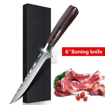 Laser Damascus Pattern Stainless Steel Knives Set