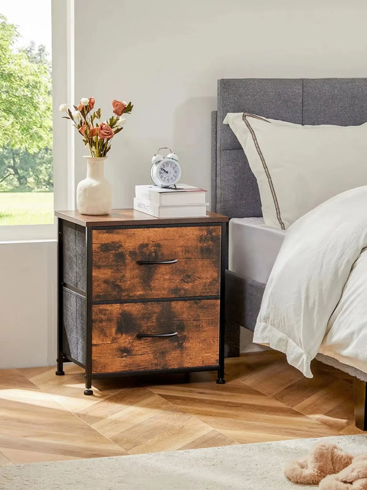 2 Fabric Chest Drawers Bedside Storage Closet