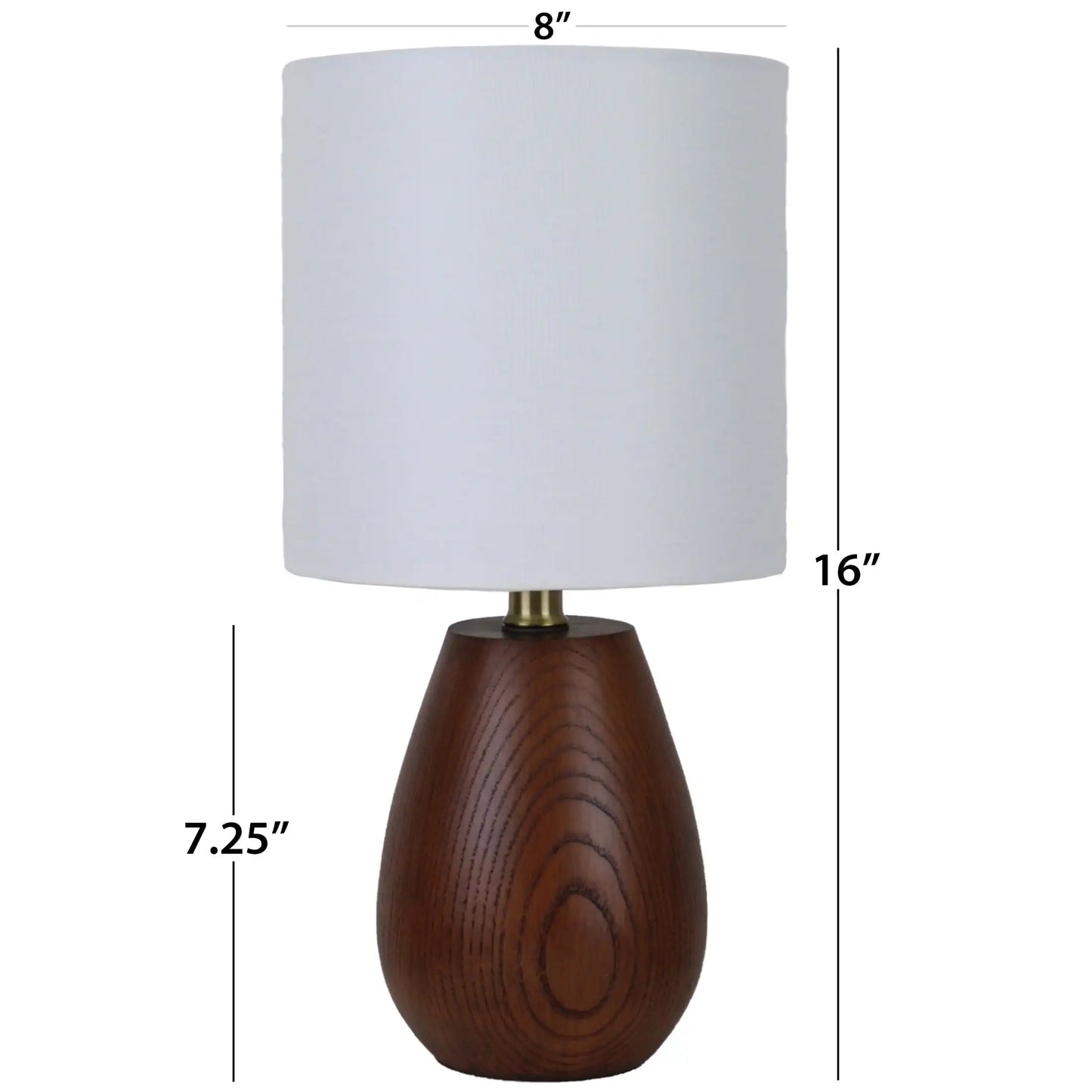 Beautiful Decorative Walnut Wood-Look Rounded Table Lamp