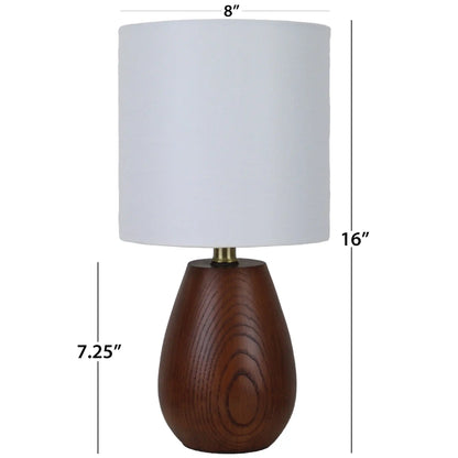 Beautiful Decorative Walnut Wood-Look Rounded Table Lamp
