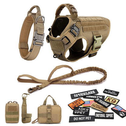 Military Dog Harness Set Leash Bags Patches