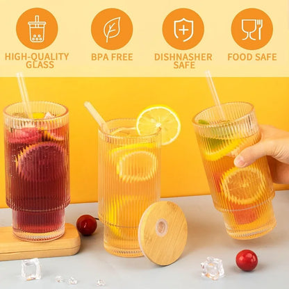 16oz Glass Cups With Lids And Strands