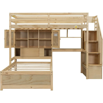 Twin Loft Bed With Shelves and Drawers