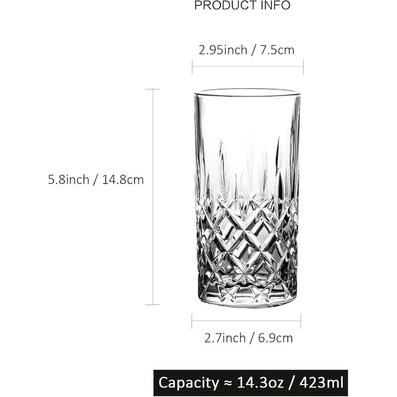 14 Ounce Tall Highball Glassware Beverage Set