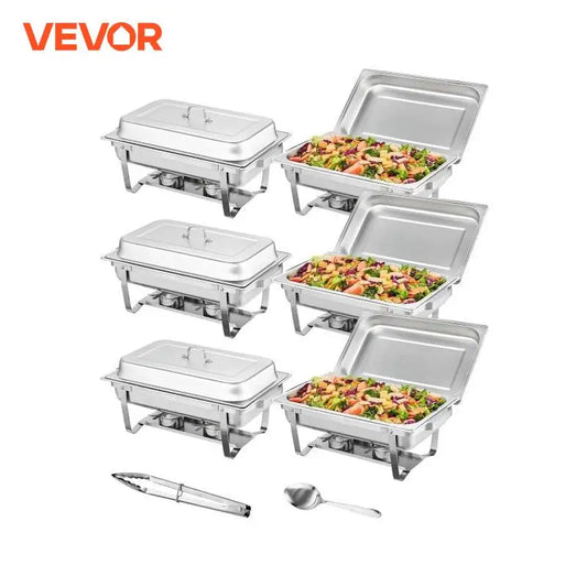 2/4/6 Packs 8QT Rectangle Chafing Dish w/ Warmers