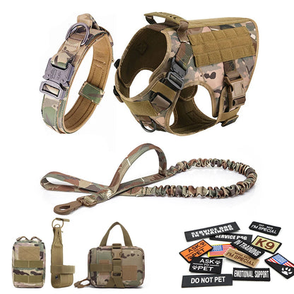 Military Dog Harness Set Leash Bags Patches