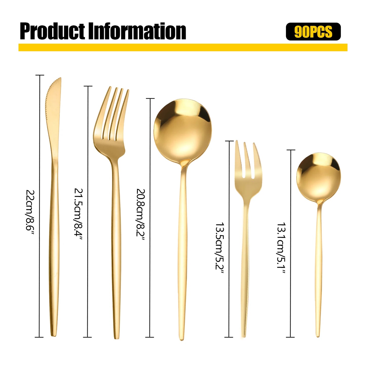 24Pcs/90Pcs Kitchen Flatware Set Stainless Steel Silverware