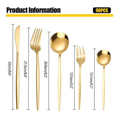 24Pcs/90Pcs Kitchen Flatware Set Stainless Steel Silverware