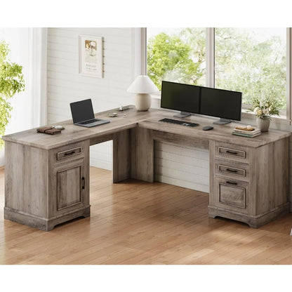 Farmhouse Computer Desk With Drawers