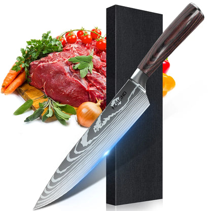 Laser Damascus Pattern Stainless Steel Knives Set