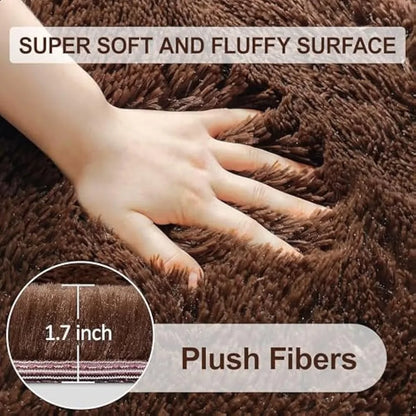 Fluffy Brown No-Slip 2X6  Runner Area Rug