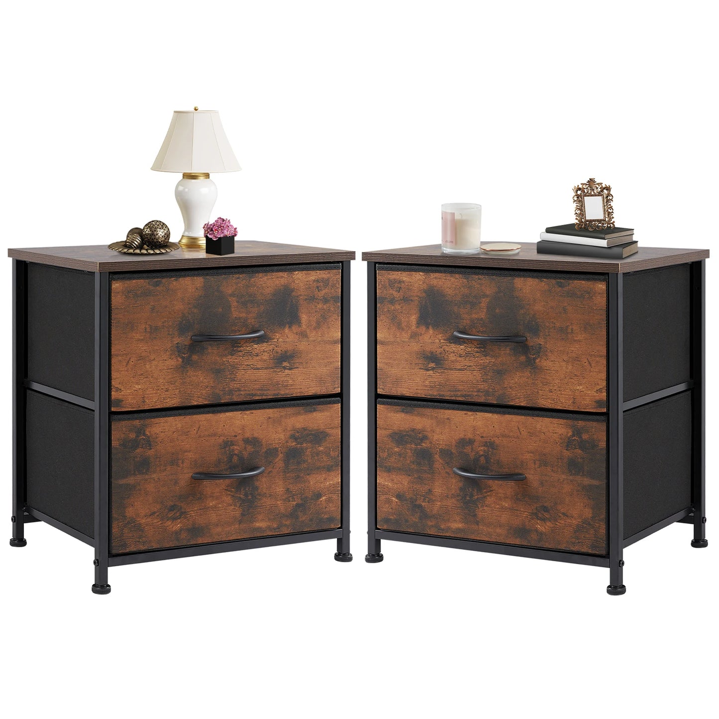 2 Fabric Chest Drawers Bedside Storage Closet