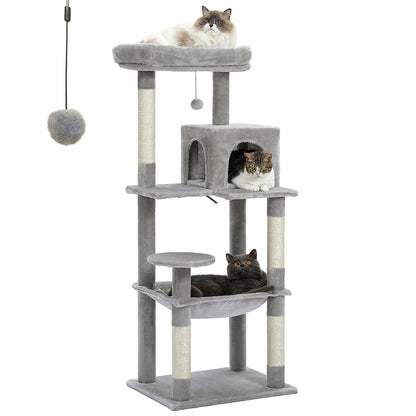 Cats Indoor Lounging Tower With Cozy Hammock