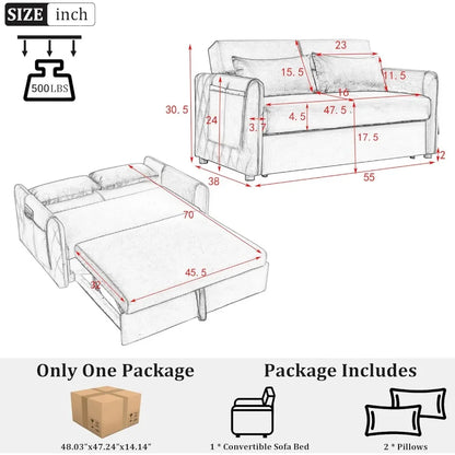 Adjustable Pull Out Convertible Sofa Bed-Velvet Sleeper