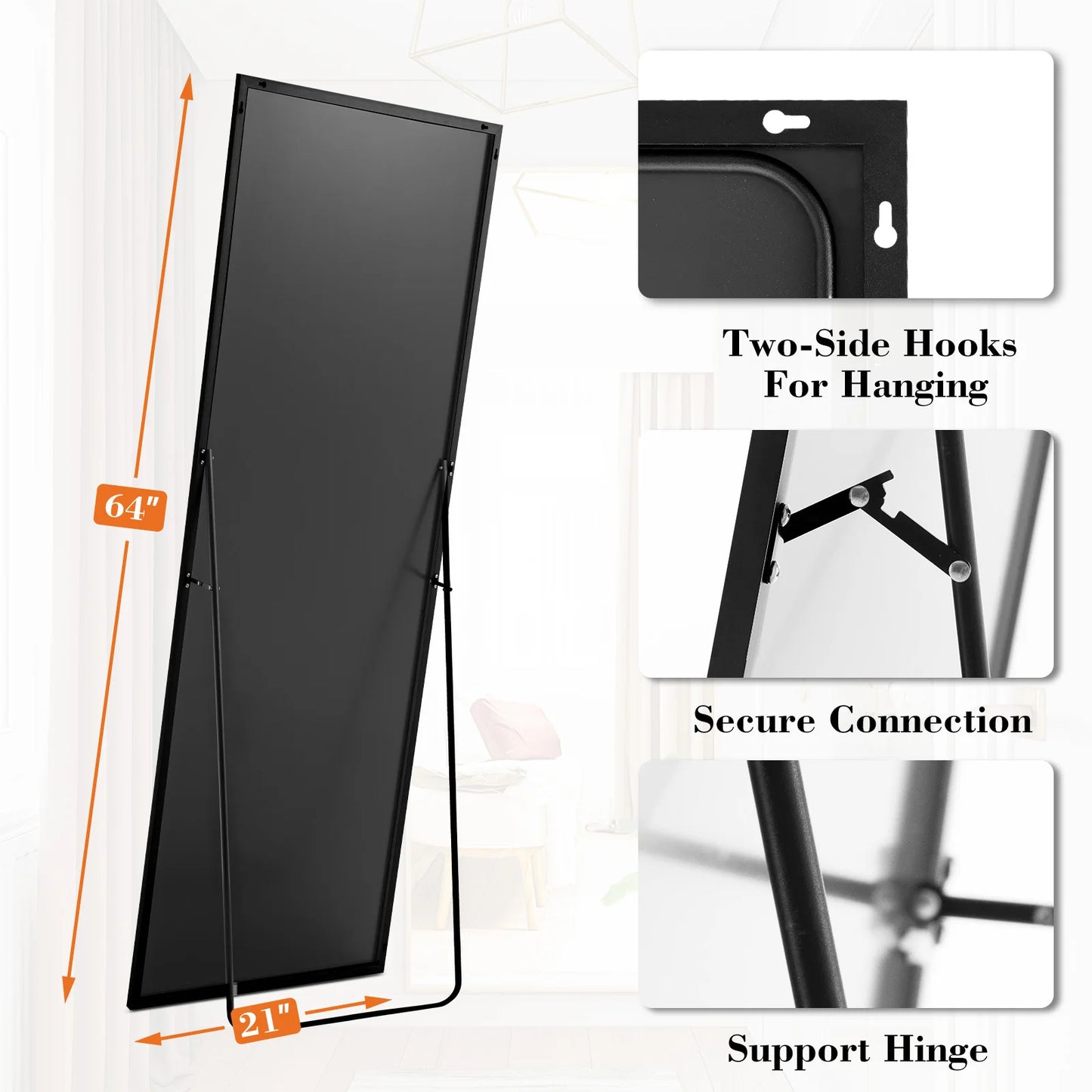 Full Body  Mirror Standing Hanging Or Leaning