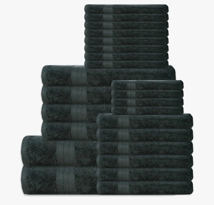 24 piece 100% towel set - includes 2 towels, 4 towels, 6 hand towels, 4 towels, and 8 towels - soft, absorbent, and durable