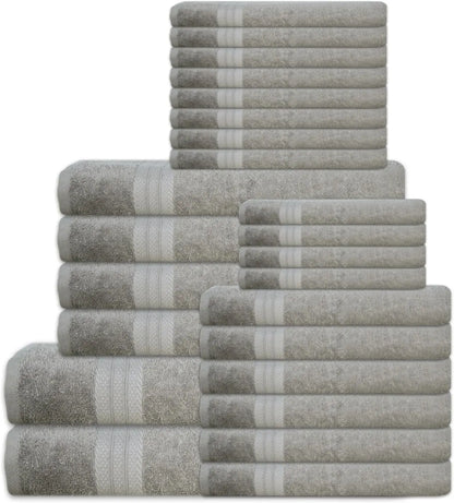24 piece 100% towel set - includes 2 towels, 4 towels, 6 hand towels, 4 towels, and 8 towels - soft, absorbent, and durable