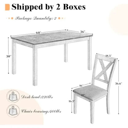 7-Piece Farmhouse Solid Wood Dining Table Set