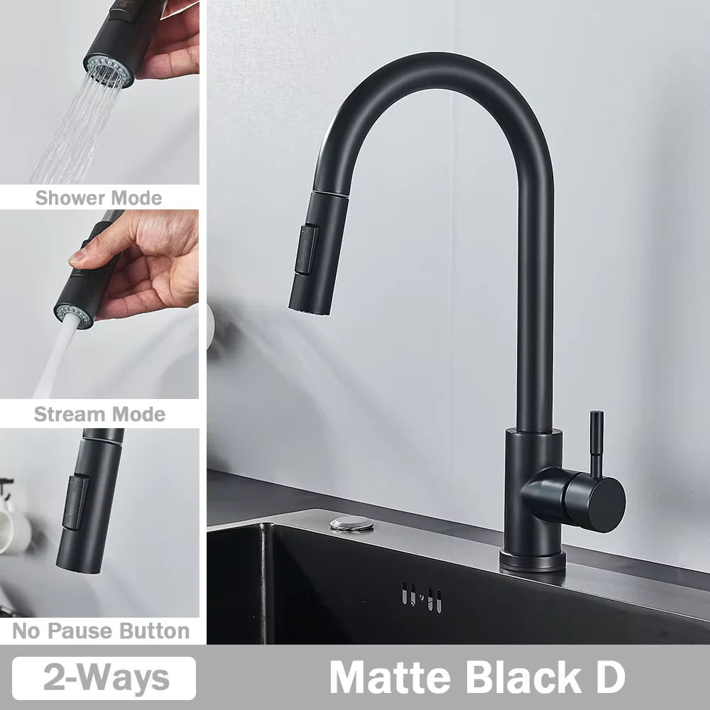 Black Pull Out Kitchen Faucet Deck Mounted