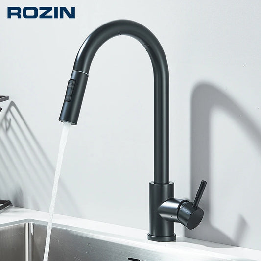 Black Pull Out Kitchen Faucet Deck Mounted