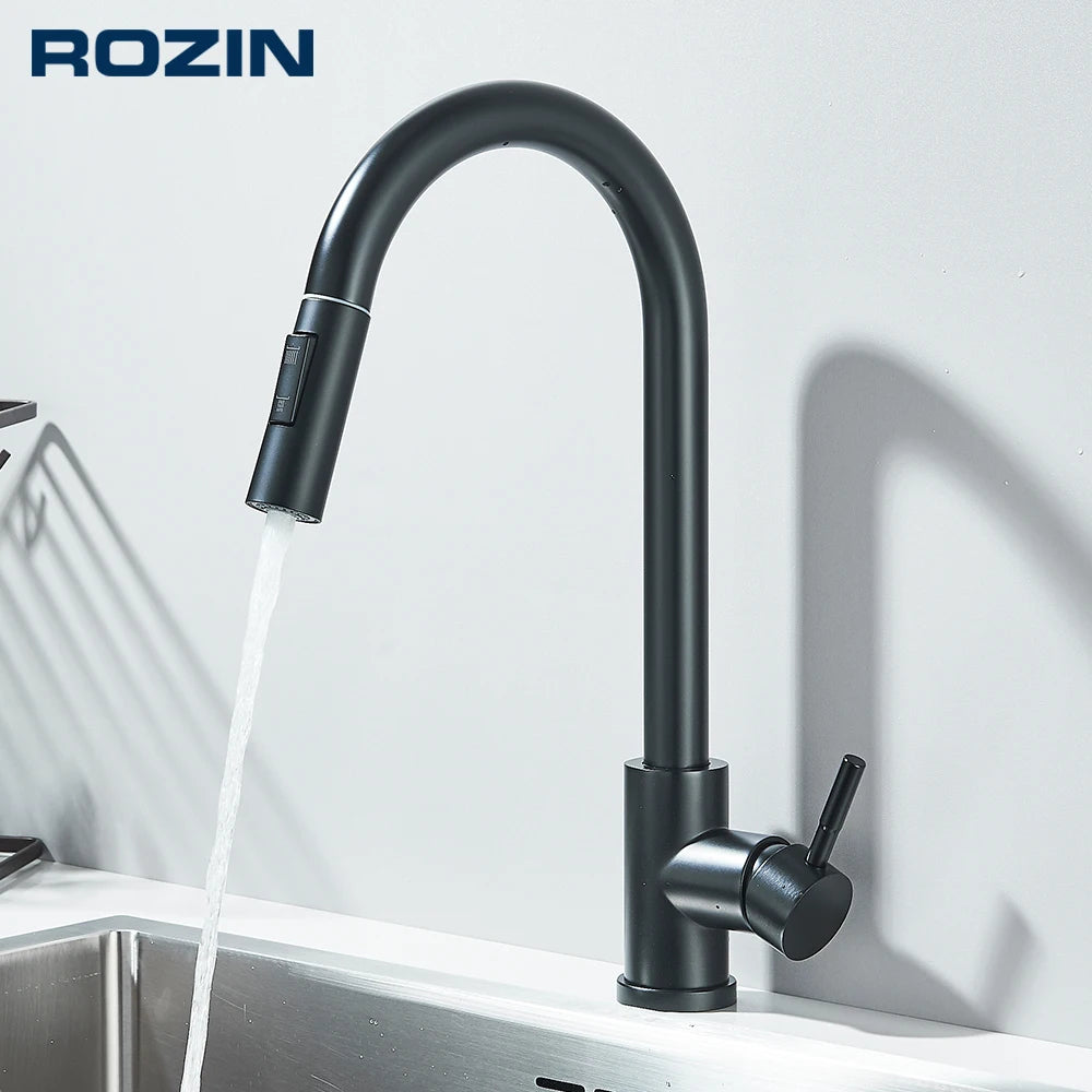 Black Pull Out Kitchen Faucet Deck Mounted