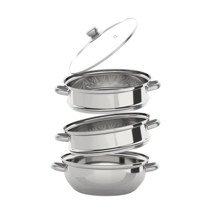 Stainless Steel Steam Cooker With Glass Lid