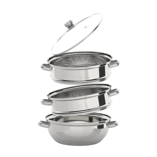 Stainless Steel Steam Cooker With Glass Lid