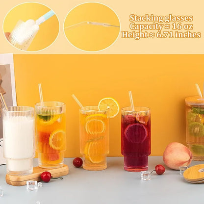 16oz Glass Cups With Lids And Strands