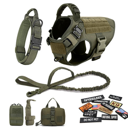 Military Dog Harness Set Leash Bags Patches