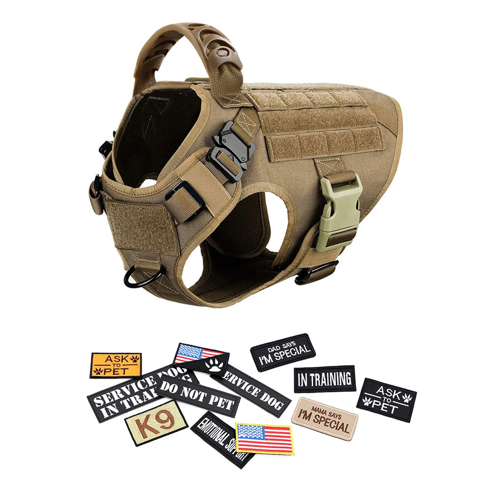 Military Dog Harness Set Leash Bags Patches