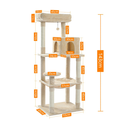Cats Indoor Lounging Tower With Cozy Hammock