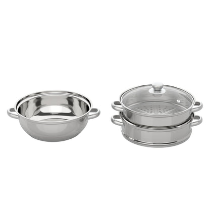Stainless Steel Steam Cooker With Glass Lid