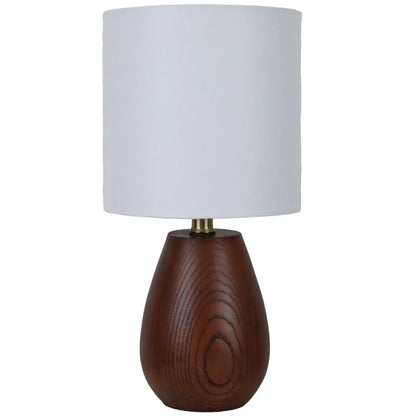 Beautiful Decorative Walnut Wood-Look Rounded Table Lamp